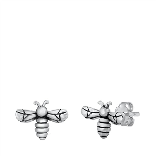 Tiny Cute Honey Bee Stud Earring Sterling Silver Push Back 925 New