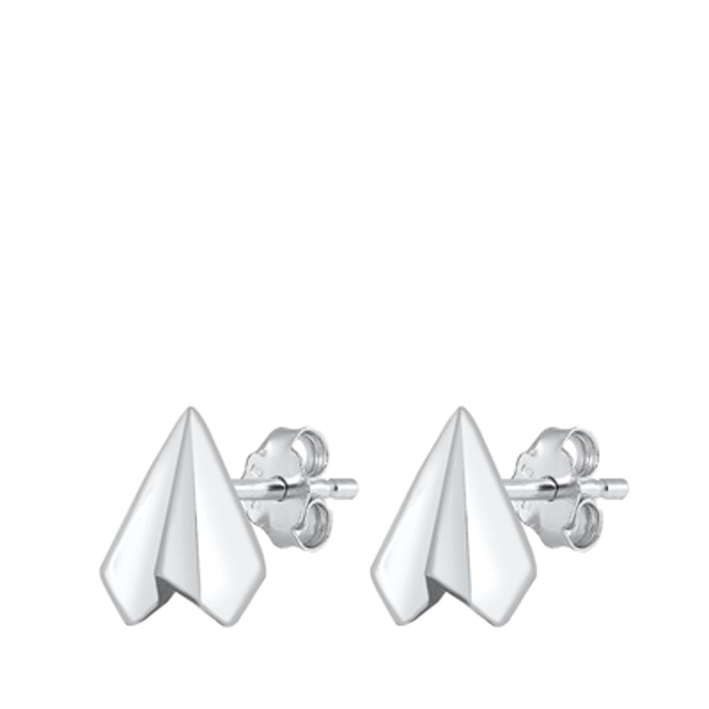 Trendy Sterling Silver Paper Airplane Stud Earrings Origami Aeroplane 925 New