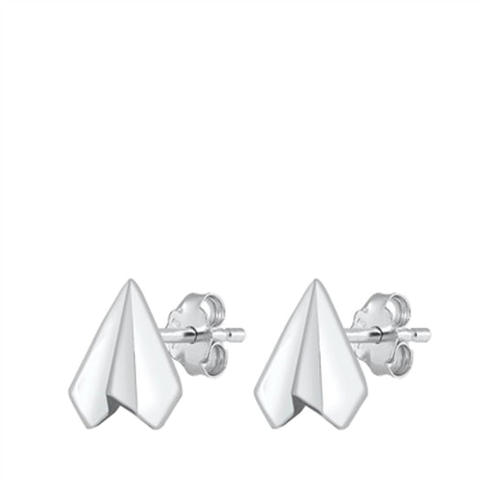 Trendy Sterling Silver Paper Airplane Stud Earrings Origami Aeroplane 925 New