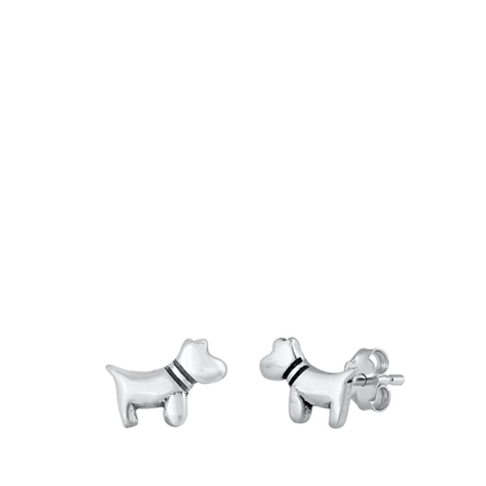 Sterling Silver Classic Dog Animal Stud Fashion Earrings 925 New
