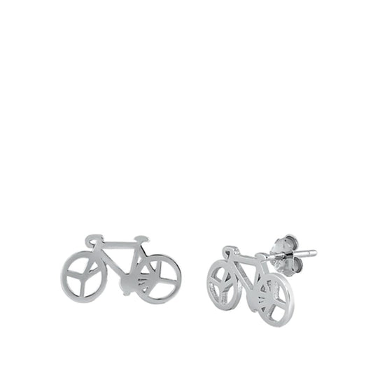 Sterling Silver Cute Mini Bicycle Stud Earrings Dainty Bike Post 925 New