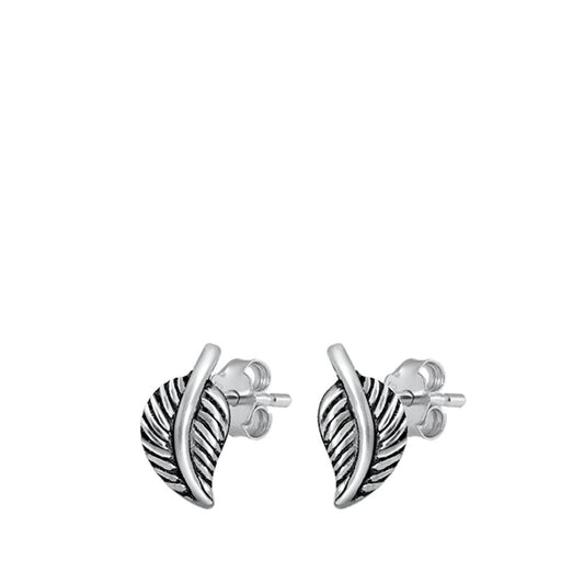Sterling Silver Cute Dainty Leaves Stud Earrings Oxidized Leaf New 925
