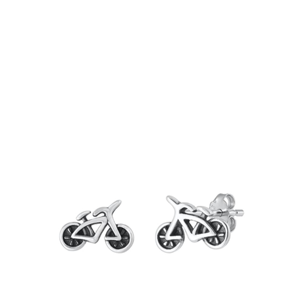 Sterling Silver Wholesale BMX Bike Oxidized Bicycle High Polish Earrings 925 New