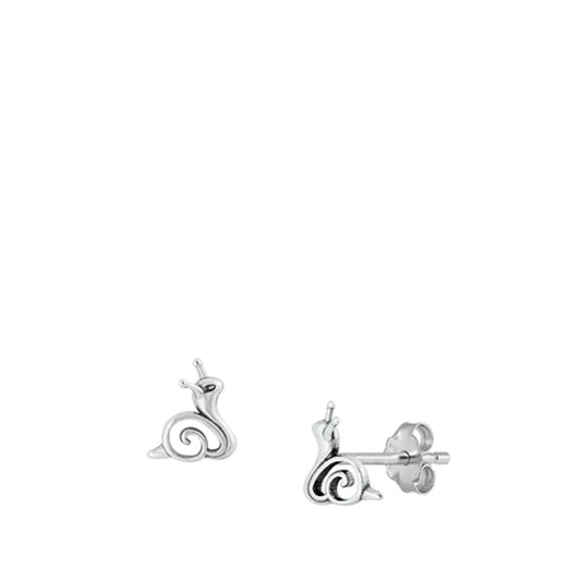 Sterling Silver Cute Snail Fashion Stud Earrings High Polished 925 New