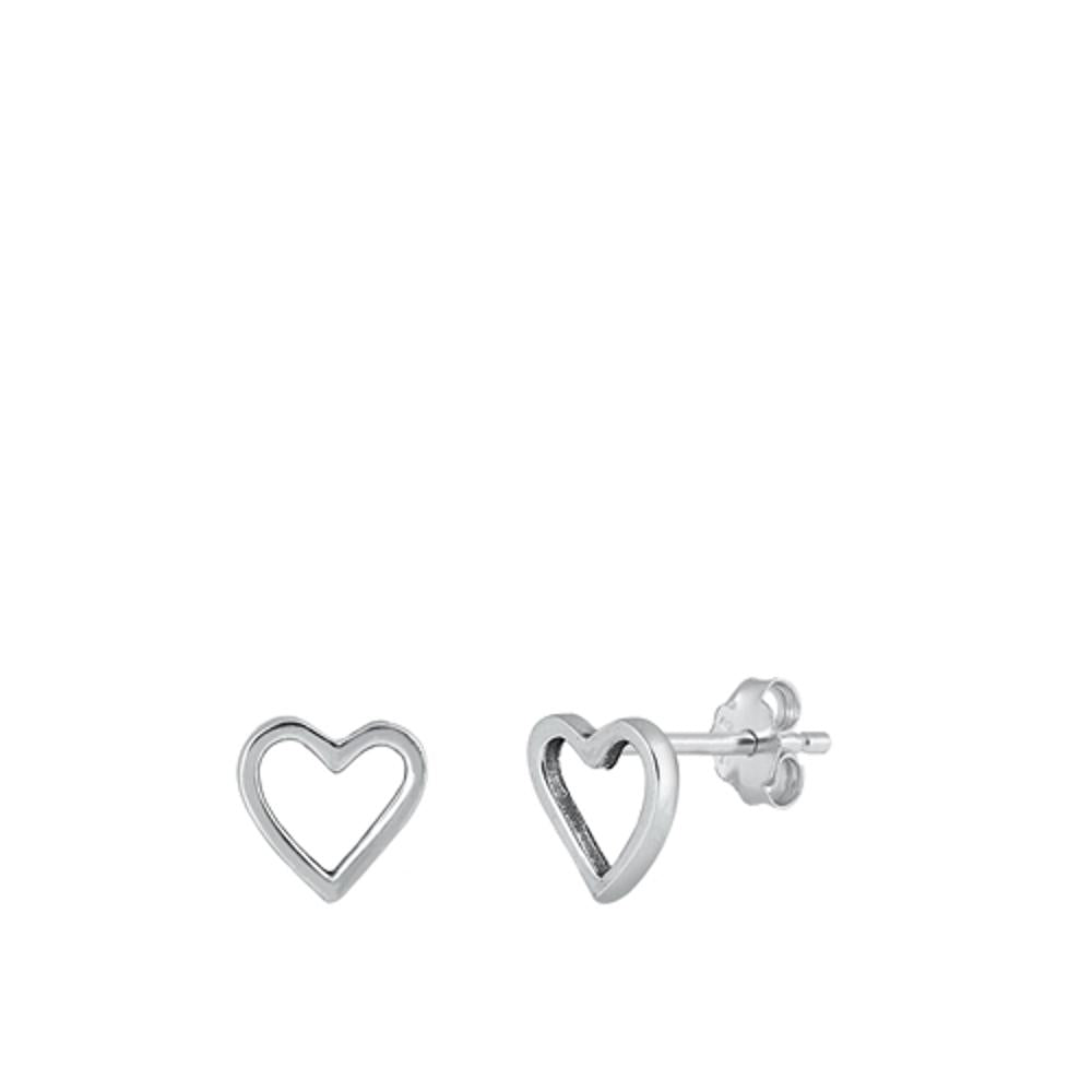 Sterling Silver Fashion Heart High Polished Love Stud Earrings .925 New