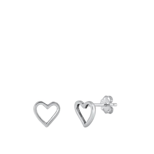 Sterling Silver Fashion Heart High Polished Love Stud Earrings .925 New