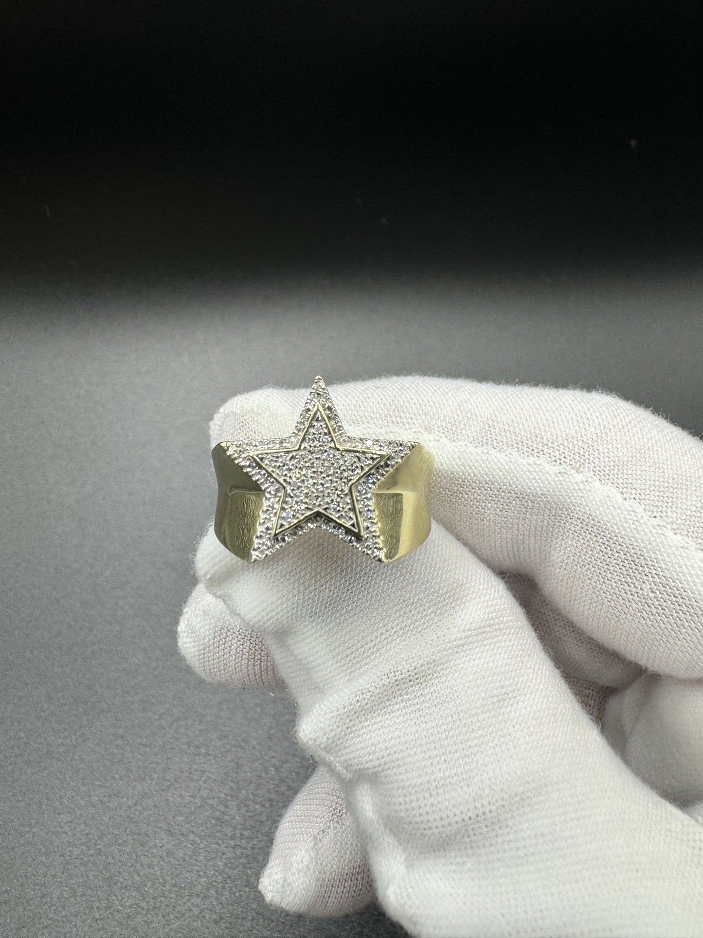 Size 8 10k Yellow Gold Star Ring est 1/2ctw Natural Diamond 3.95g