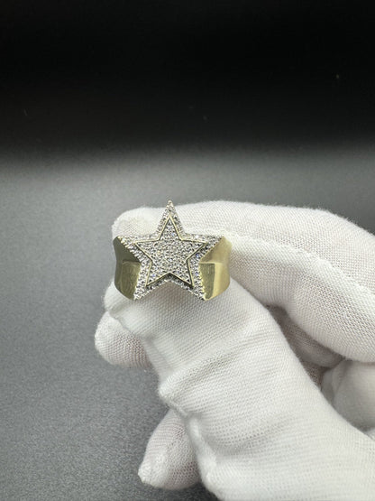 Size 8 10k Yellow Gold Star Ring est 1/2ctw Natural Diamond 3.95g