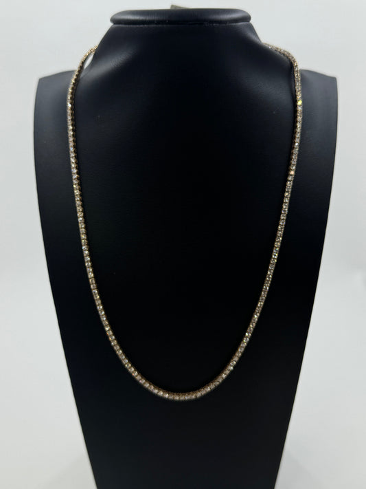 14k Yellow Gold 6ctw Lab-Grown Diamond Tennis Necklace – 17"