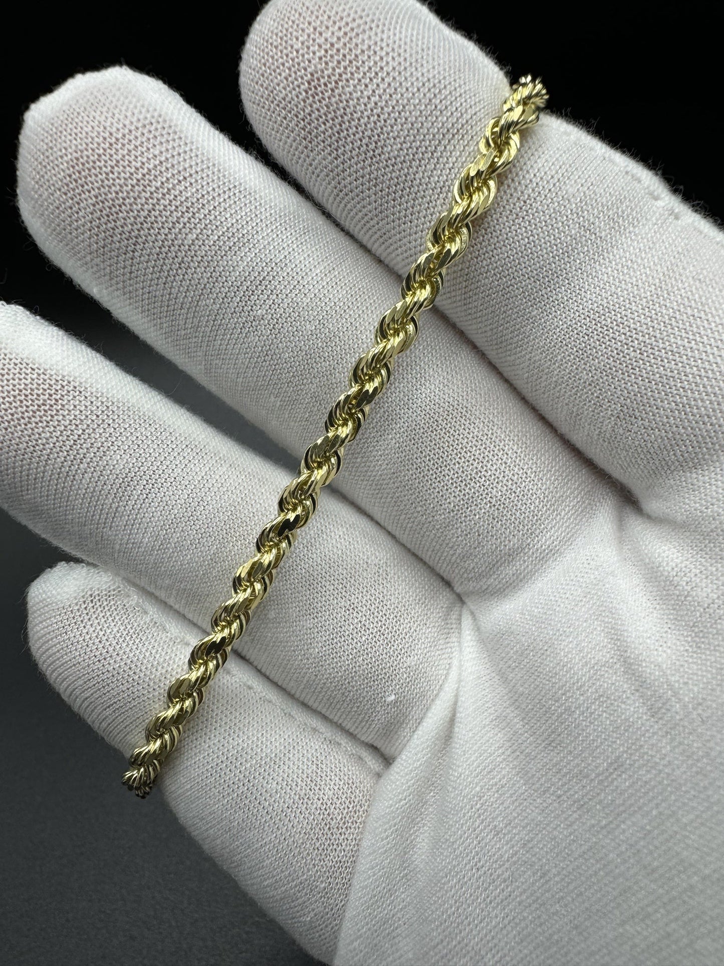 8” 14k Yellow Gold Rope Bracelet 3.6mm 12.14g