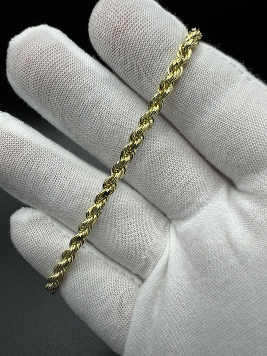 8” 14k Yellow Gold Rope Bracelet 3.6mm 12.14g