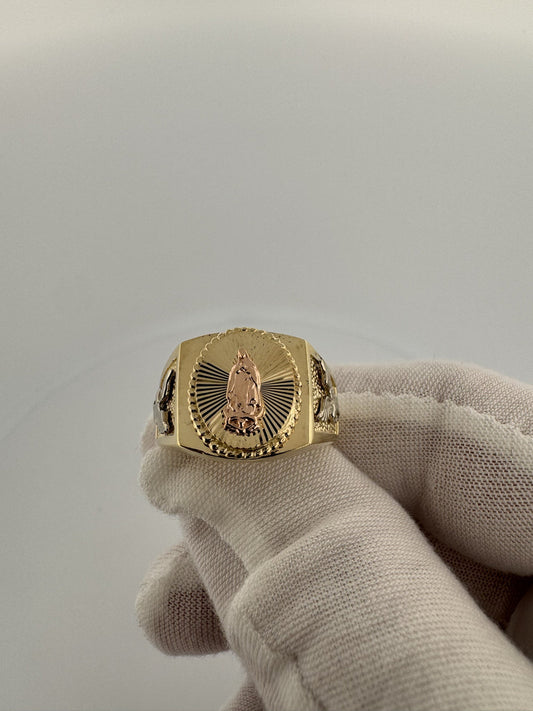 Size 11 10k Yellow Gold & Tri-Color Mary Ring 7.5g