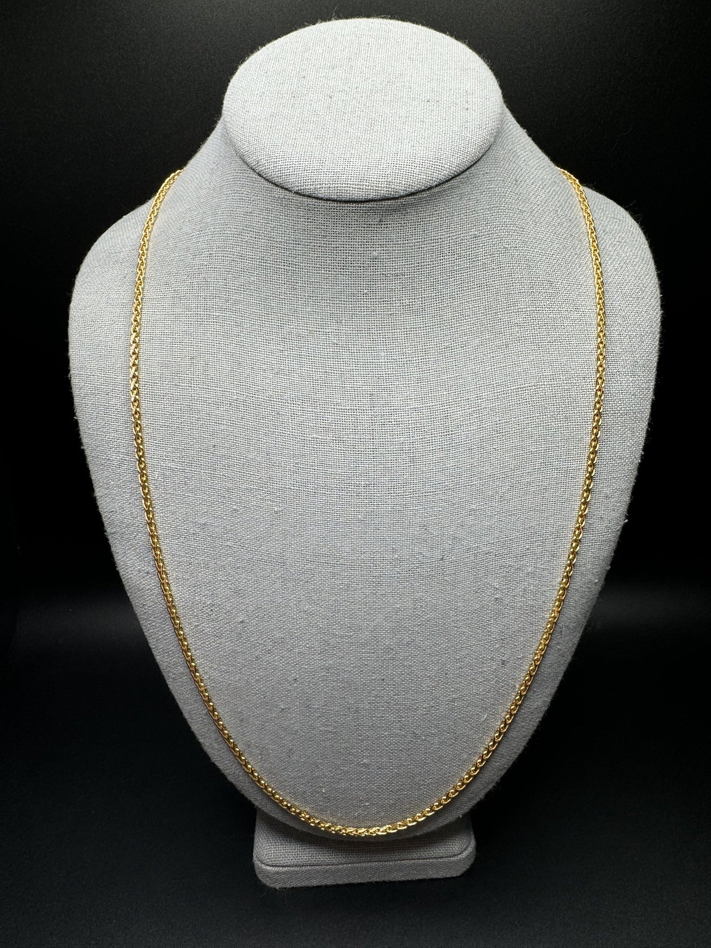 26” 18k Yellow Gold Wheat Chain 2.5mm 25.8g