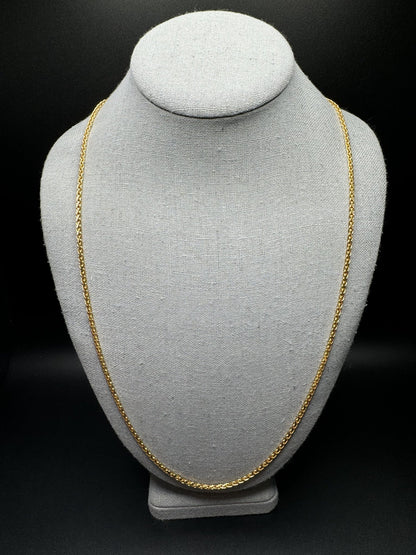 26” 18k Yellow Gold Wheat Chain 2.5mm 25.8g