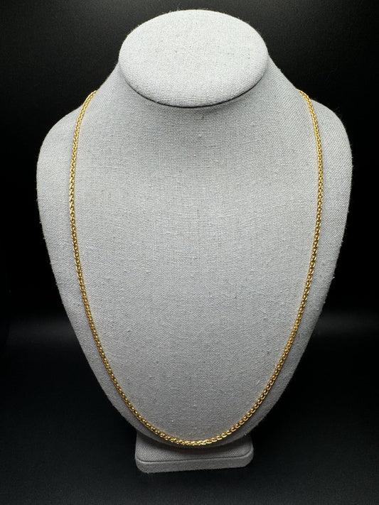 26” 18k Yellow Gold Wheat Chain 2.5mm 25.8g