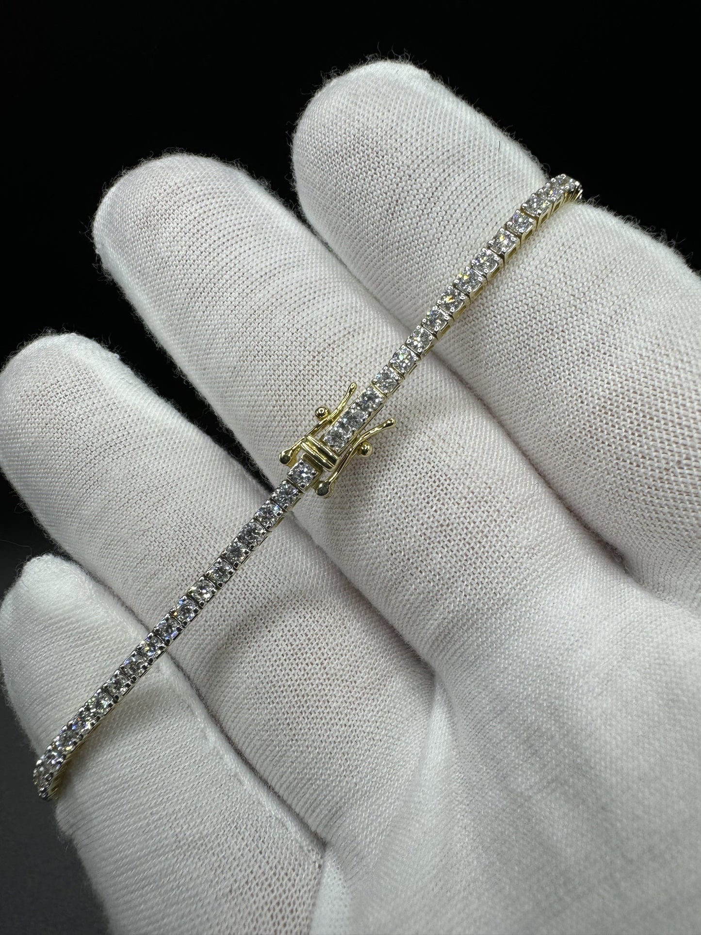 7.75” 14k Yellow Gold 3ctw VS/VVS Lab Diamond Tennis Bracelet 7.6g