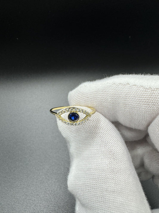 Size 6 14k Yellow Gold Evil Eye Ring 1.0g