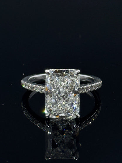 14k White Gold Lissome Radiant Diamond Engagement Ring – 4.84ct, Size 7