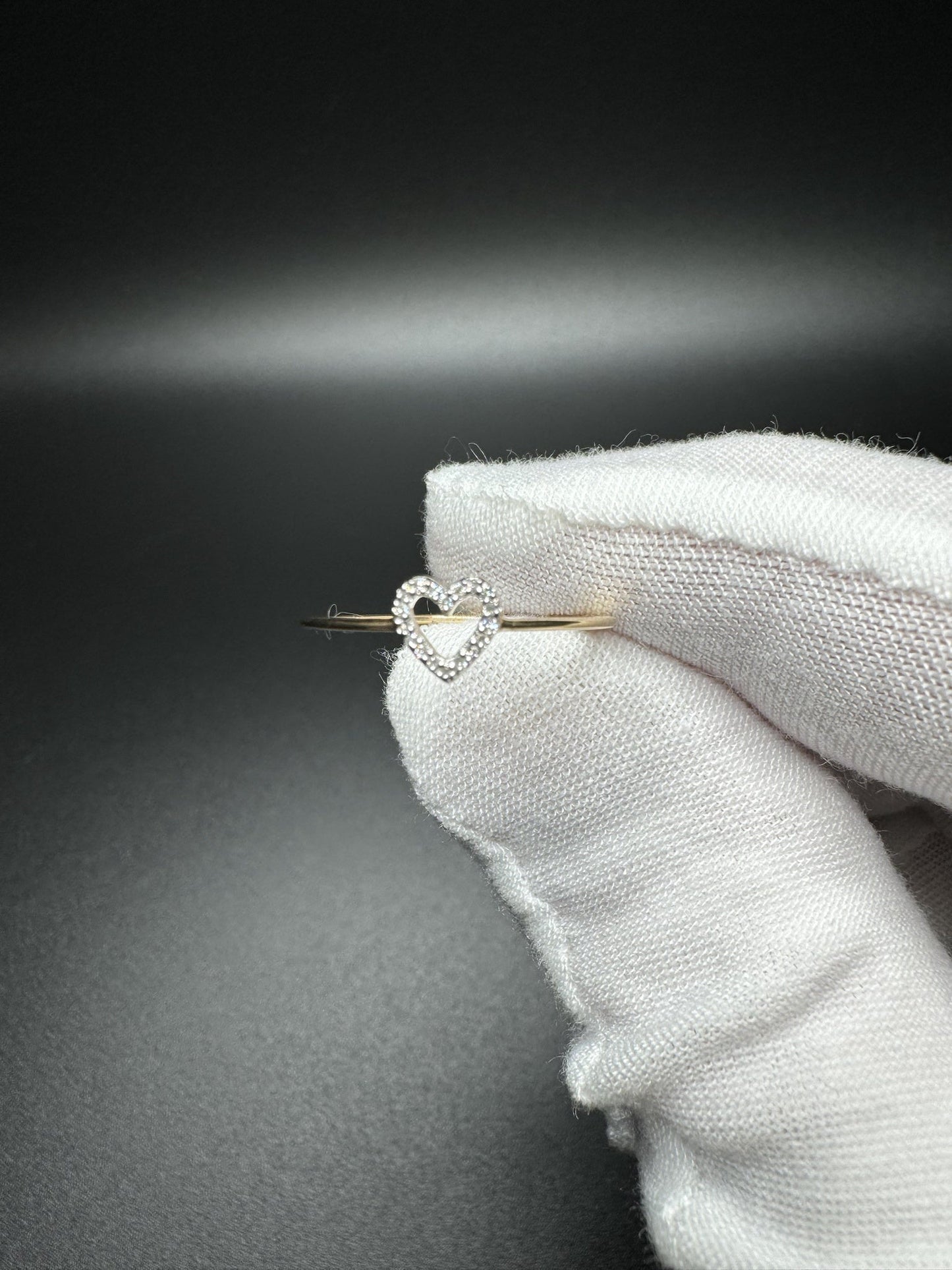 Size 7 10k Yellow Gold Natural Diamond Heart Outline Ring .9g