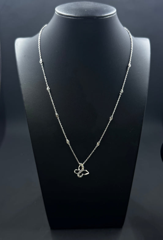 Sterling Silver 0.75ctw Lab-Grown Diamond Butterfly Necklace – 18"