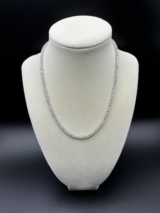 16” 3mm 9ctw Moissanite & Silver Tennis Chain 18.3g