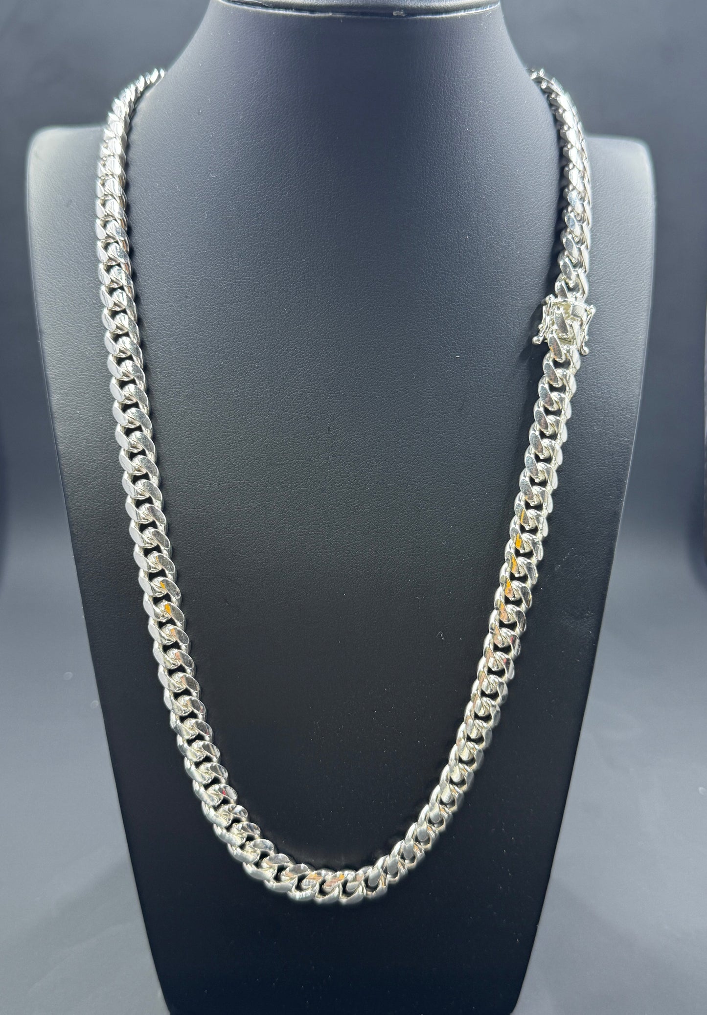 8mm Sterling Silver Cuban Chain Necklace – Multiple Lengths