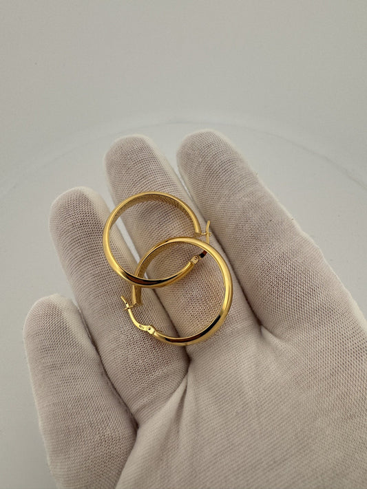 25mm x 5mm 14k Yellow Gold Flat Hoops 2.6g