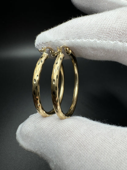 35mm 14k Yellow Gold Fancy Hoops 3.1g