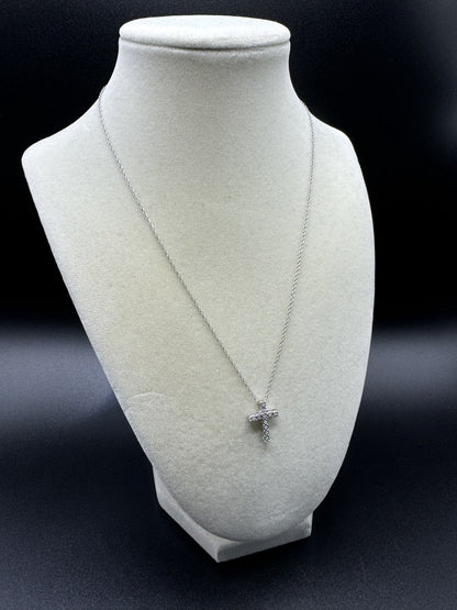 18” Silver Chain & 3/4” 1/8ctw Natural Diamond Cross 2.1g