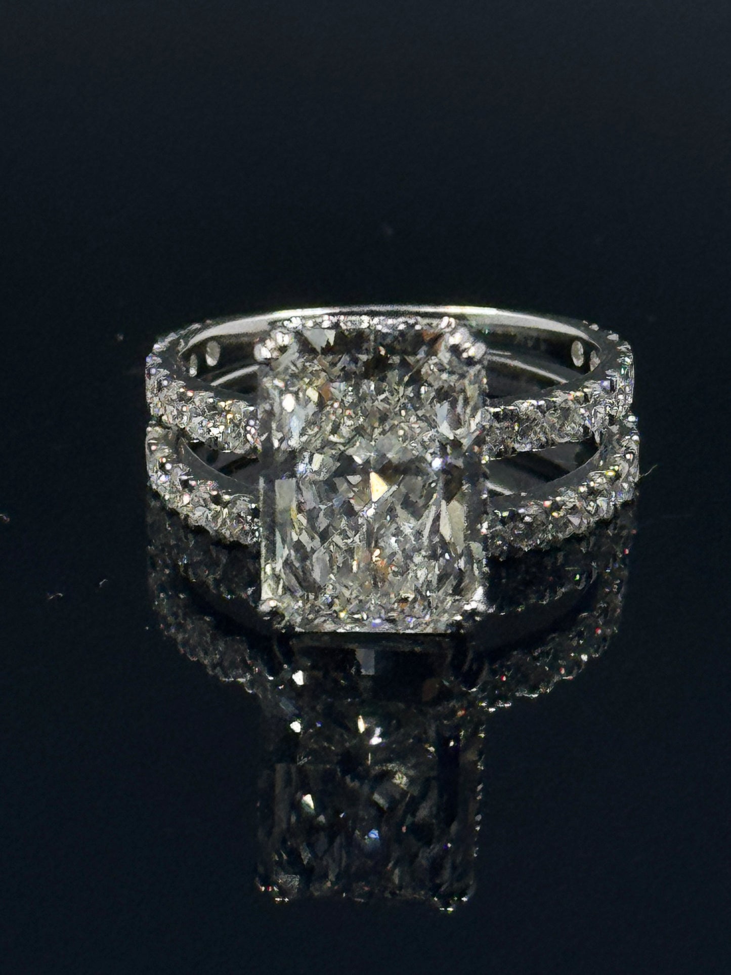 14k White Gold Radiant Diamond Bridal Set – 6.90ctw, Size 7