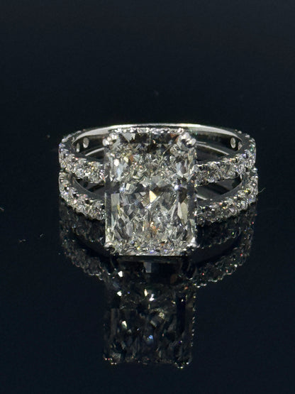 14k White Gold Radiant Diamond Bridal Set – 6.90ctw, Size 7
