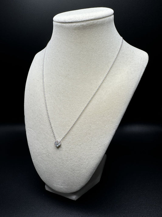 16-18” Silver One Motif/Clover 1/4ctw Lab Diamond Pendant Chain 2.8g