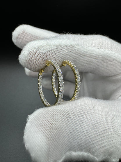 18mm 14k Yellow Gold 1ctw VS/VVS Lab Diamond Inside Out Hoops