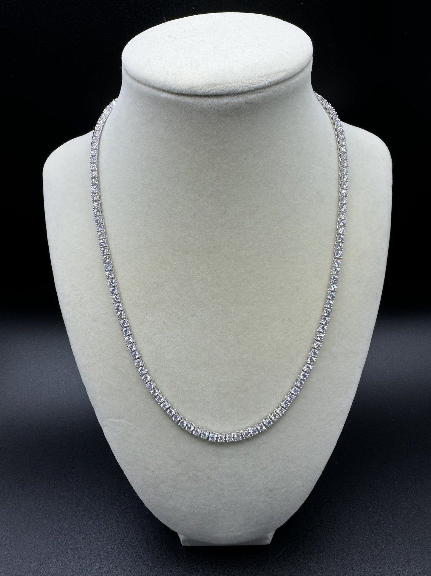 18” 3mm 11ctw Moissanite & Silver Tennis Chain 20.4g