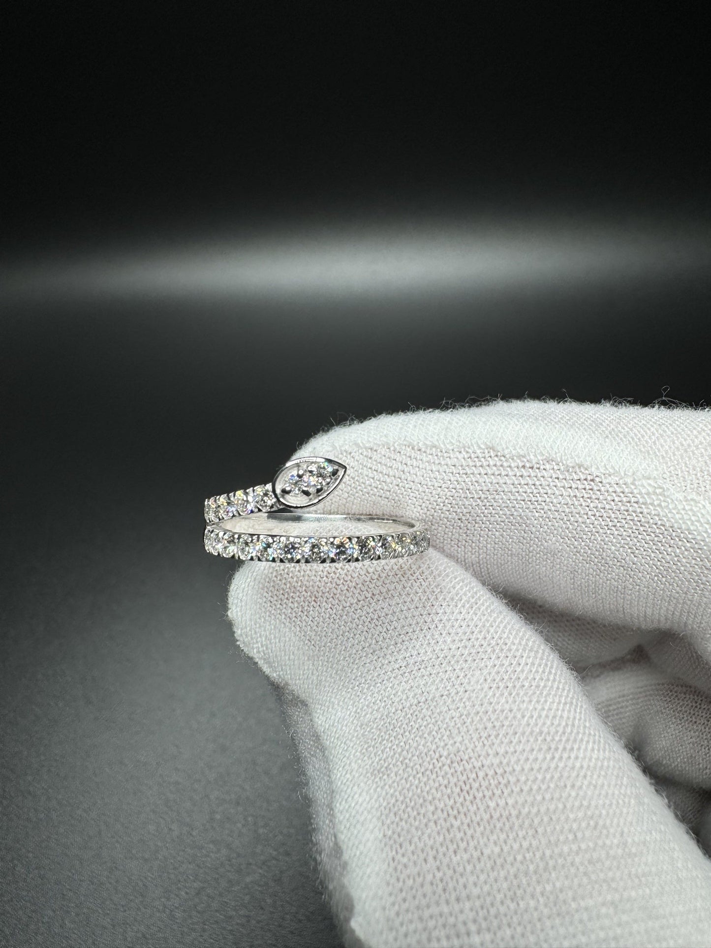 Size 8 Silver .6ctw Lab Diamond Snake/ Bypass Ring 2.5g
