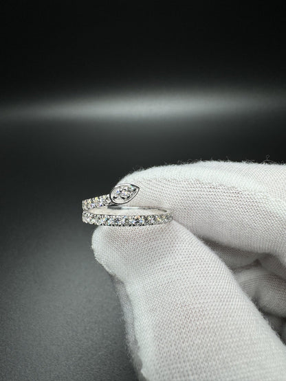 Size 8 Silver .6ctw Lab Diamond Snake/ Bypass Ring 2.5g
