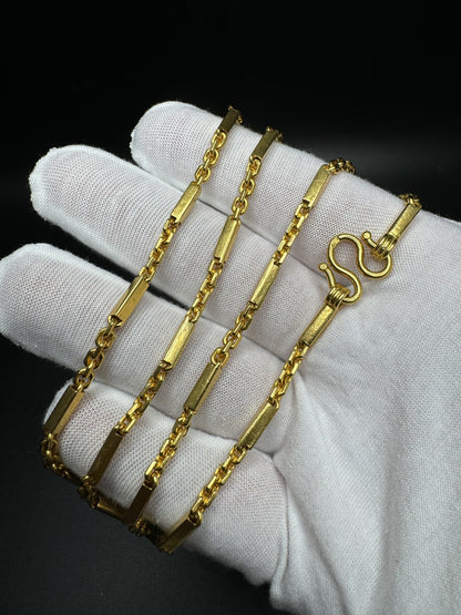 22” 24k Yellow Gold Bar & Anchor Baht Chain 3mm 40.0g $5950