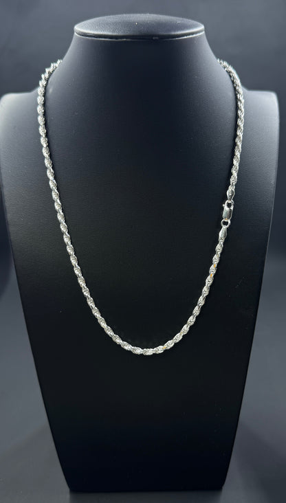 3mm Sterling Silver Rope Chain Necklace – Multiple Lengths