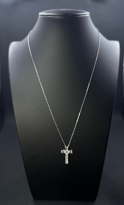 14k White Gold 1.75ctw Lab-Grown Diamond Cross Necklace – 18"