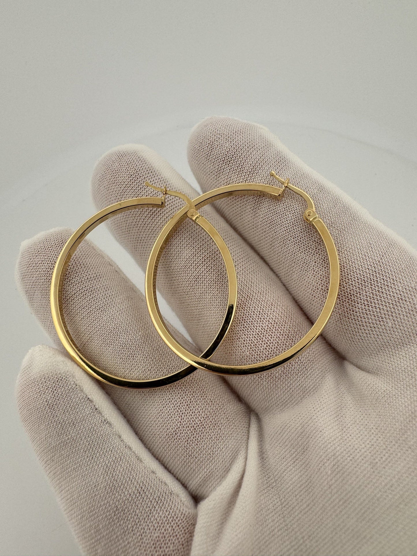 40mm 14k Yellow Flat Edge Hoops 3.5g