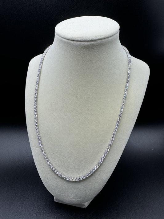 20” 3mm 15ctw Moissanite & Silver Tennis Chain 22.4g