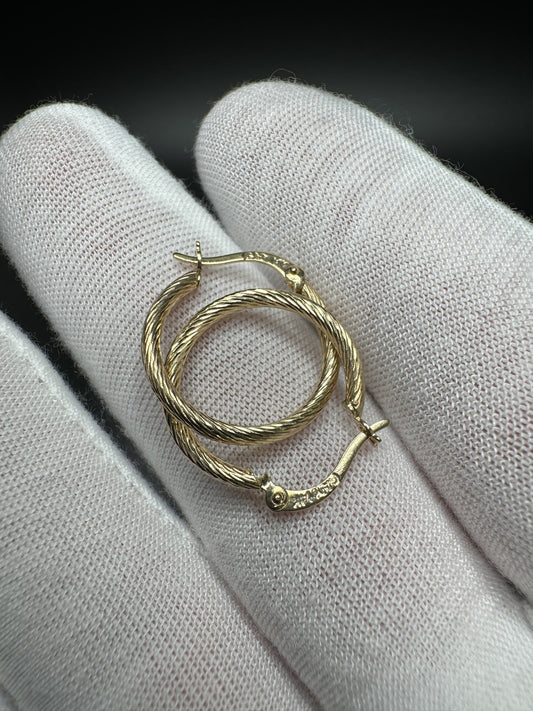 18mm 14k Yellow Gold Fancy Hoops/Huggies 1.55g