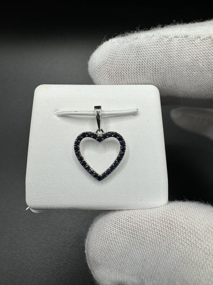 3/4” 14k White Gold Heart Pendant Covered in Natural Black Diamonds 3mm Bail .7g