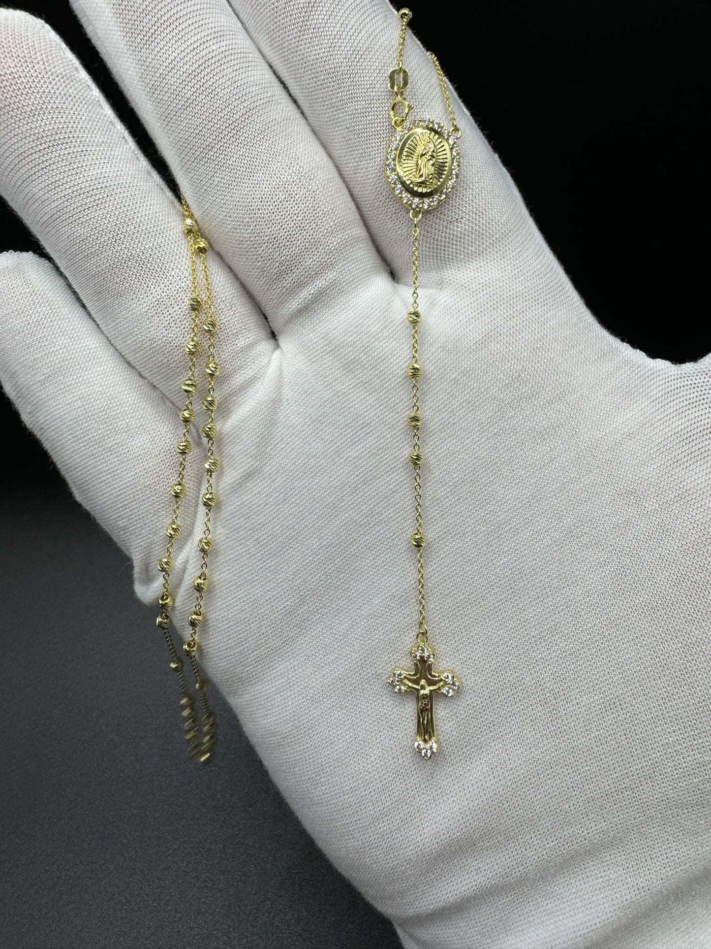 18” 10k Yellow Gold Rosary with 4” Drop 2.5mm 5.0g