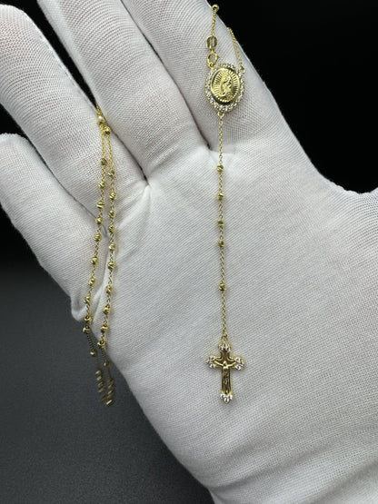 18” 10k Yellow Gold Rosary with 4” Drop 2.5mm 5.0g