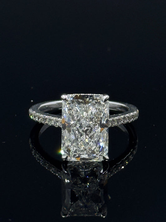 14k White Gold Lissome Radiant Diamond Engagement Ring – 4.84ct, Size 7