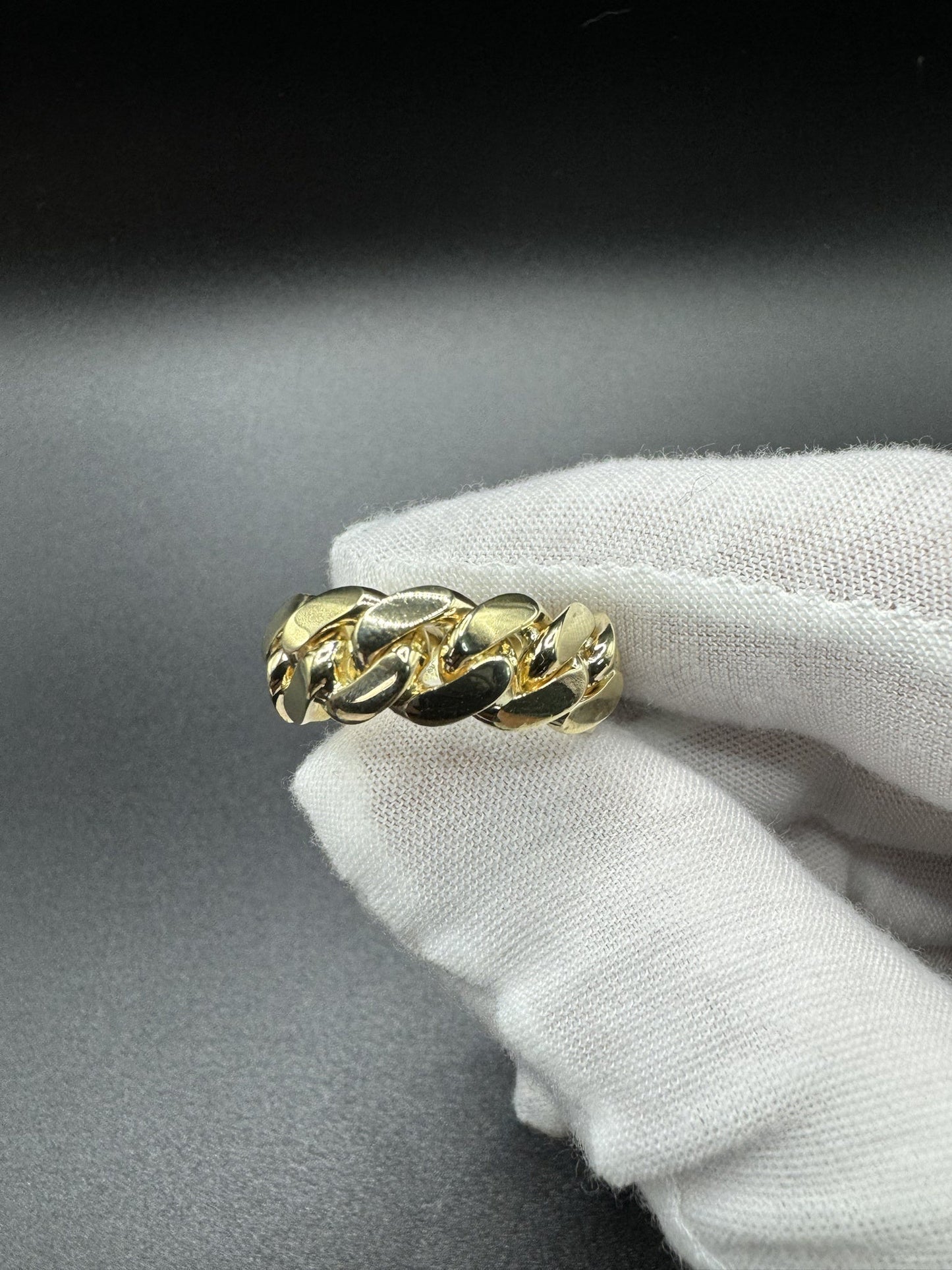 Size 10 10k Yellow Gold Cuban Link Ring 8mm 11.6g