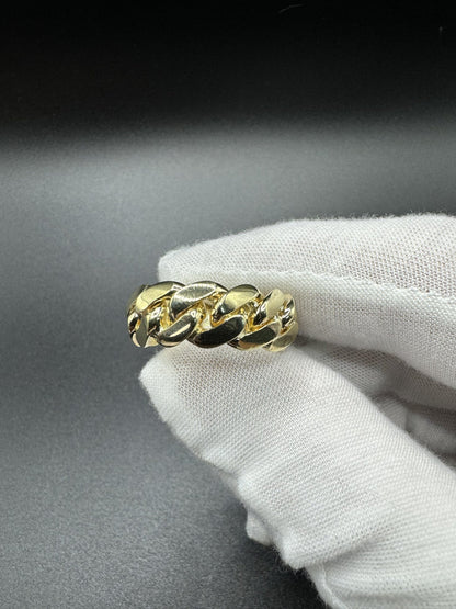 Size 10 10k Yellow Gold Cuban Link Ring 8mm 11.6g