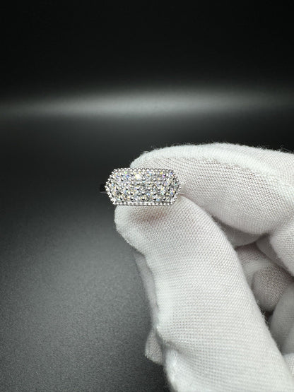 Size 7 Silver .8ctw Lab Diamond 3 Row Fashion Ring 3.2g