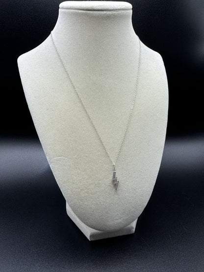 16-18” Silver Chain & 1” 1/8ctw Natural Diamond Lightning Bolt 2.2g